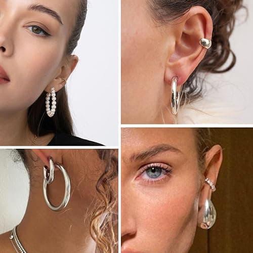 36 Pairs Gold Hoop Earrings Set for Women, Fashion Chunky Gold Hoop Earrings Multipack, Hypoallergenic Pearl Chain Twisted Statement Earring Pack for Birthday Party Jewelry thumbnail 4