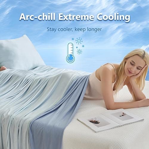 CHOSHOME Cooling Blanket for Hot Sleepers - Summer Blanket Thin Soft Lightweight Breathable Double Side Enhanced Cooling for Hot Flashes, Night Sweats, Bed, Couch (Ice Blue, 90 x 108 inches) thumbnail 7