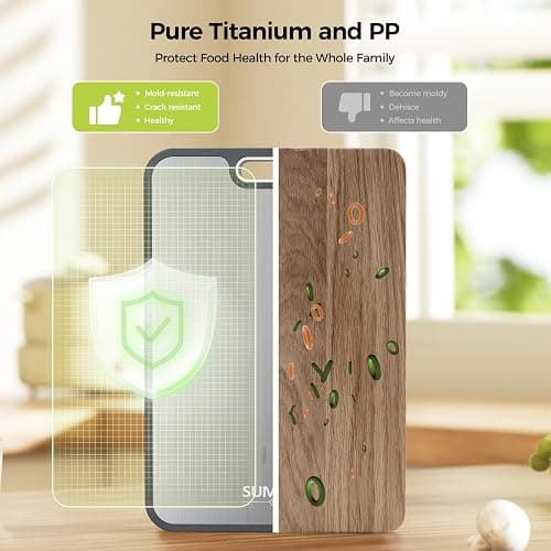 Titanium Cutting Board Double Sided Food Grade, Pure Titanium/PP for Kitchen, Cutting Board Easy to Clean[15.5”*10.5”+12”*8.5”] thumbnail 3