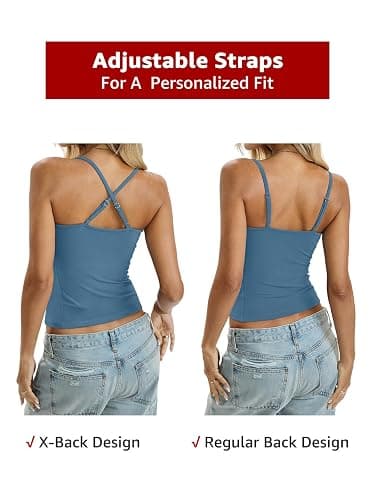 EasyGala Womens Cotton Camisoles Lace V Neck Tank Top Spaghetti Strap Slim Fitted Sexy Cami Tops Going Out Cute Shirts thumbnail 6