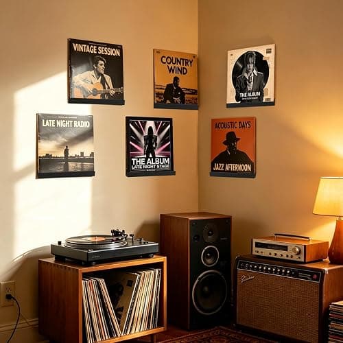 EXJEXJ Vinyl Record Shelf Wall Mount 12 Inch 6 Pack, Black | Solid Walnut Album Record Holder Display for Wall, Magazine Rack, Kids Bookshelf for Bedroom, Living Room thumbnail 6