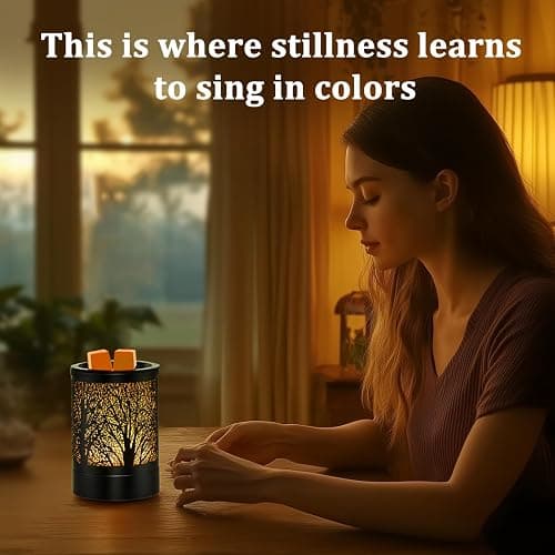 Enaroma Fragrance Wax Melts Warmer with 7 Colors LED Changing Light Classic Black Forest Design Scent Oil Candle Warmer thumbnail 4