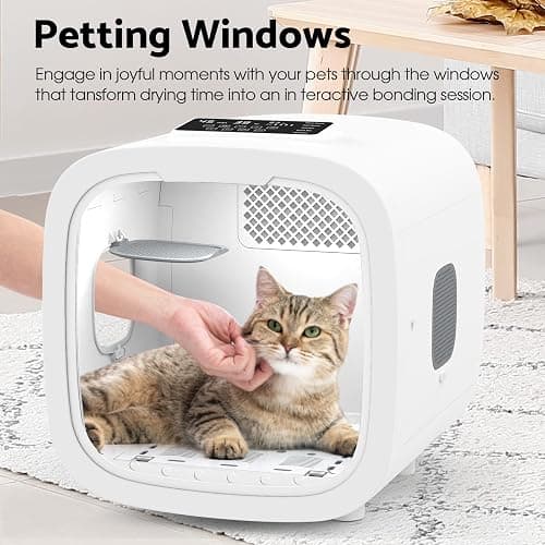 Cobuy 52L Automatic Pet Dryer Box, Pet Grooming Dryer, Cat Hair Drying Box, Light, 5 Modes, Adjustable Speed and Temperature, Timer, Low Noise (52L White) thumbnail 7