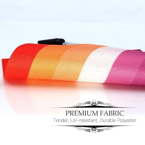 Anley Sunset Lesbian Pride Deluxe Desk Flag Set - 6 x 4 Inch Miniature Desktop Flag with 12" Solid Pole - Vivid Color and Fade Resistant - Black Base and Spear Top thumbnail 5