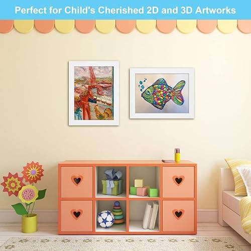 [2-Pack] Kids Art Frames, 8.5x11 Front Opening Kids Artwork Frames Changeable, White Artwork Display Storage Frame for Wall, Holds 50 Pcs, for 3D Picture, Crafts, Hanging Art, Portfolio thumbnail 6