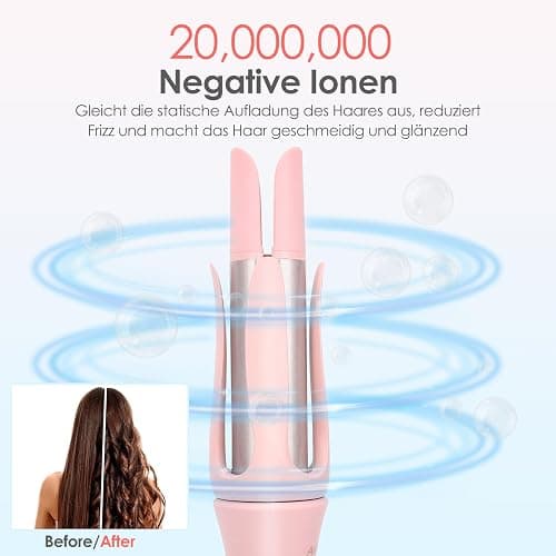 AraSyleon Automatischer Lockenstab Bidirektional | 32mm 3-Temp 30s Aufheizen | Ionen & Anti-Verbrennung | Hair CurlerFür Lange Haare, Rosa thumbnail 4
