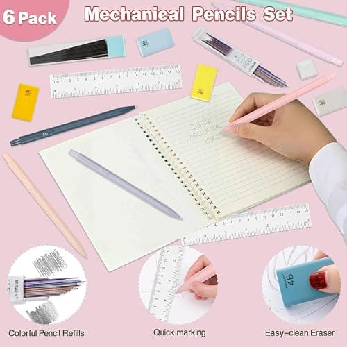 HRFGWDD 52 PCS Aesthetic School Supplies with Highlighters, Mechanical Pencils, Color Ink Gel pens, Pencil Case, Bible Study Supplies, Pens Pencils and Highlighters Set, Stationary Set for Student thumbnail 7