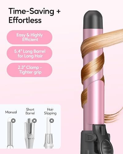 Wavytalk Rotating Curling Iron, Curl Cycle, 1 Inch Automatic Curling Wand for Long Hair, Get Effortless Beach Waves with Self Spinning Barrel up to 430°F with Home Button, Dual Voltage, Rose Gold - Rose Gold thumbnail 3