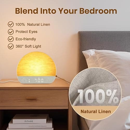 Sunrise Alarm Clock Sound Machine, Natural Wake Up Light - Bluetooth Speaker, Dual Alarms, Dimmable Clock, USB Charging, Snooze, 37 Sleep Sounds, 15 Colors, Timer- Night Light for Heavy-Sleepers Gift thumbnail 6