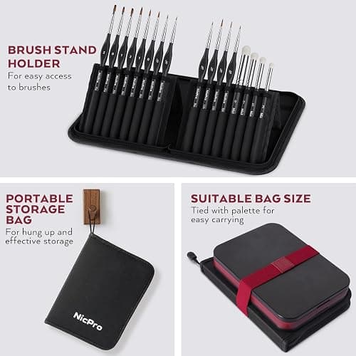 Nicpro Professional Miniature Painting Kit, Stay Wet Palette & 16PCS Detail Paint Brushes Drybrush with Nylon Bag, 100PCS Pallet Paper, 4PCS Sponge, Mixing Paint Saver Palette for Miniature Model thumbnail 6