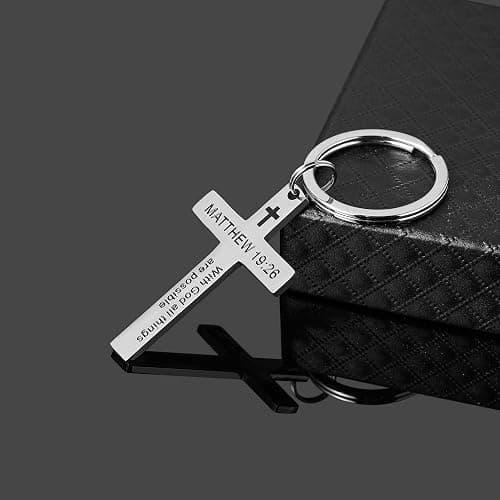 Ldurian Bible Verse Keychain Christian Cross Keychain for Women, Cross Key Chain for Men Religious Scripture thumbnail 5