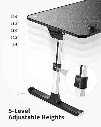 SAIJI Height & Angle Adjustable Laptop Stand for Bed, Lap Desk Bed Tray Table, Light Weight Foldable Portable Laptop Table for Couch Sofa Chair Floor Desk for Adults, Kids (Black) thumbnail 7