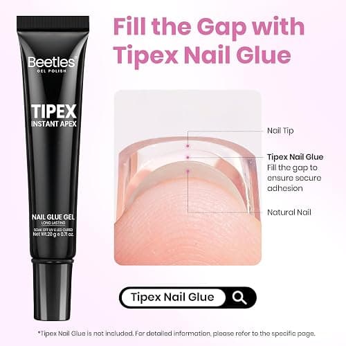 Beetles Tipex Lite Instant Apex Nail Tips, Medium Stiletto, 16 Sizes | 00–14, Built-in Apex Acrylic Tips for Flat & Natural Nail Beds, Beginner-Friendly Easy DIY Nail Extensions thumbnail 5