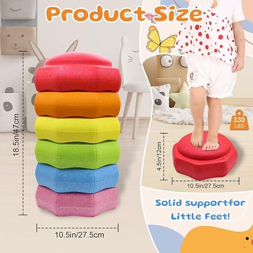 Joybond Stepping Stones for Kids – 6 pcs EPP Balance Sensory Kids Stepping Stones for Toddlers 1-3 for Indoor Outdoor Activity Promoting Toddler's Balance and Coordination Skills thumbnail 5