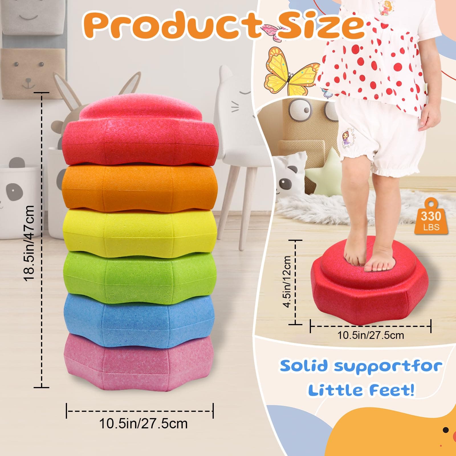 Stepping Stones for Kids – 6 pcs EPP Balance Sensory Kids Stepping Stones for Toddlers 1-3 for Indoor Outdoor Activity Promoting Toddler's Balance and Coordination Skills thumbnail 5
