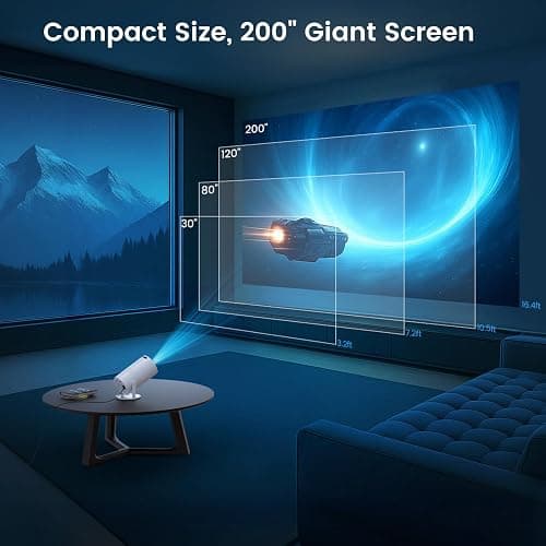 Mini Portable Projector with WiFi and Bluetooth,Support Movie Projector 1080P HD,Auto Keystone Correction,180° Rotatable,Compatible with TV Stick, HDMI, USB, Smartphone, Laptop (White 1) thumbnail 2