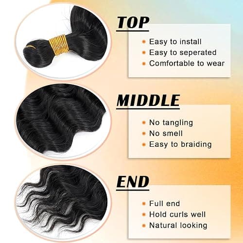 Eerya Ocean Wave Crochet Hair 18 Inch 6 Packs Deep Wave Crochet Hair for Black Women Synthetic Wavy Curly Braiding Hair for Boho Braids (18 inch,1B) thumbnail 5