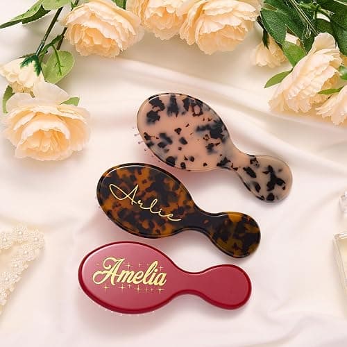 Personalized Hair Brush with Name, Custom Mini Travel Hair Brush for Women, Monogram Engraved Hair Comb Wet & Dry Styling for Girl Bridesmaid Birthday Christmas Mother's Day Valentines Gifts thumbnail 4