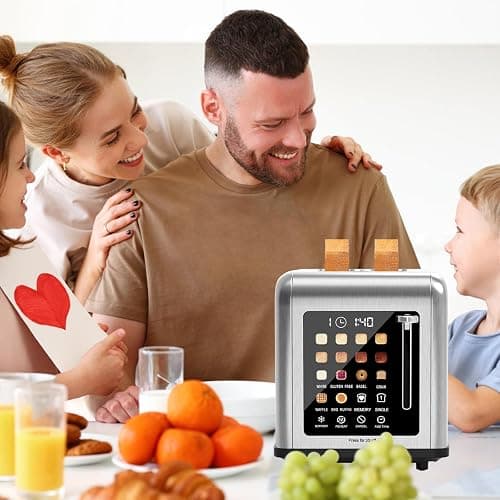 2 Slice Toaster Touch Screen, Stainless Steel Toasters Digital Timer 2 Slot Toasters, 8 Shade Settings 6 Bread Types for Bagel, Cancel, Defrost（Stainless Steel） thumbnail 2
