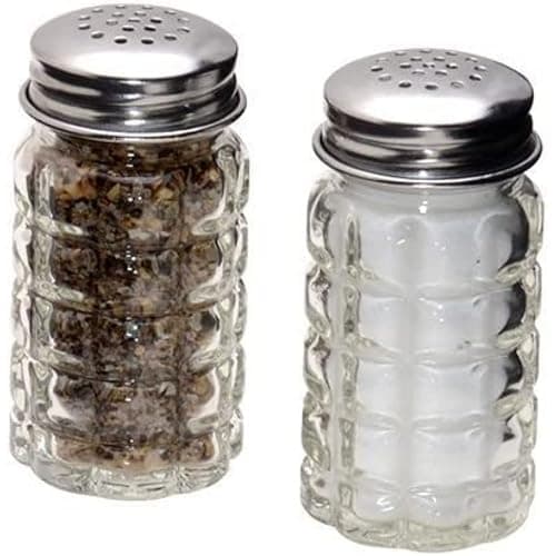 Retro Style Salt and Pepper Shakers with Stainless Tops (2) - Image 1