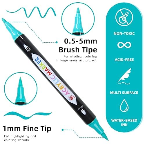 TBC The Best Crafts Acrylic Paint Markers, 108 Colors Dual Tip | Double Zipper Canvas Bag – Waterproof, Non-Toxic, Art Supplies for Wood, Glass, Rock, Ceramic – Gift for Artists & Hobbyists thumbnail 5