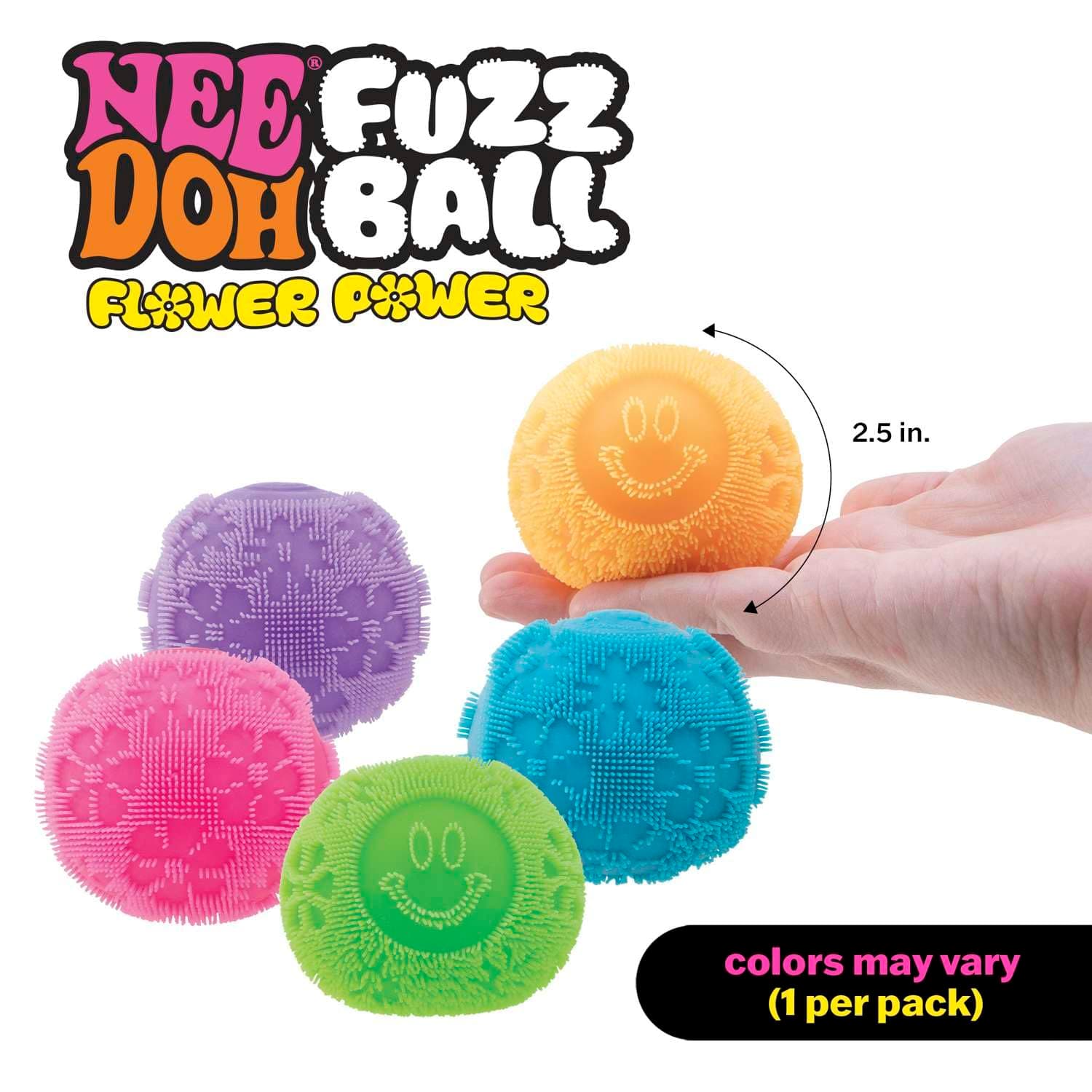 NeeDoh Fuzz Ball Flower Power - Ultra-Soft Squishy Stress Ball with Velvet Texture & Groovy Flower Design, Assorted Colours, Fun Sensory Fidget Toy for Kids & Adults thumbnail 5