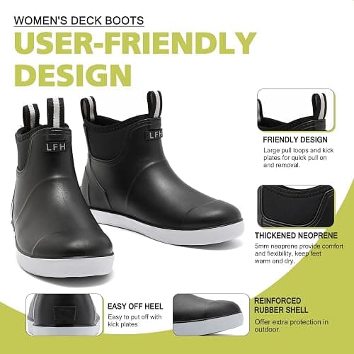CKWLXQY Women's Deck Boots, Waterproof Ankle Rain Boots with Anti-Slip Traction, Rubber Garden & Fishing Boots for Boating, Camping, Farming & Outdoor Work thumbnail 5