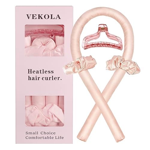 Vekola Heatless Hair Curler for Long Hair, Pink | Heatless Curls Overnight Rods Long Hair for Women - Image 1