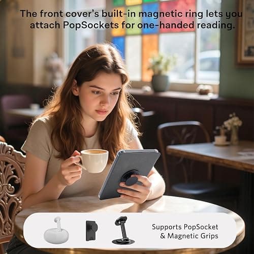 CoBak Magnetic Case for 7" Kindle Paperwhite 12th Gen 2024 and Kindle Colorsoft - Compatible with iPhone MagSafe, for Samsung/Belkin/Anker Wireless Charging Pads, Clear Back Cover, Auto Sleep Wake thumbnail 8