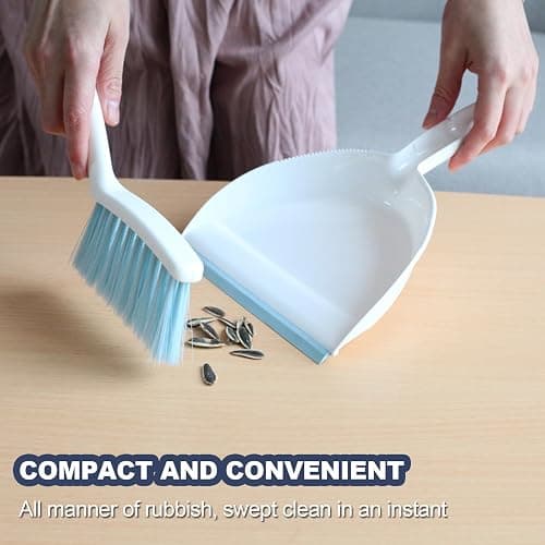 NBGYTECH Mini Broom and Dustpan Set Small Dust pan & Brush Set Portable Cleaning Tools for Home Office RV Camping Learning (Blue) thumbnail 4