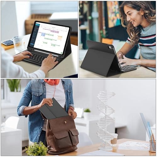 Keyboard Case for iPad A16 11th Generation 2025/10th Generation 2022, UK Layout Detachable Bluetooth Keyboard with Slim Cover and Pencil Holder for iPad 10th/11th Generation 10.9/11 inch, Black thumbnail 9