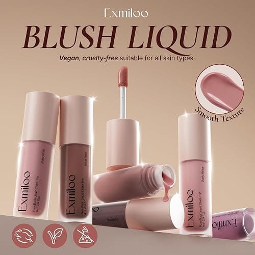 Exmiloo Liquid Blush - Lightweight Liquid Blush for Cheeks - Long-Lasting Liquid Matte Blush Makeup, Blendable & Buildable, Vegan & Cruelty-Free, Sheer Nude thumbnail 8