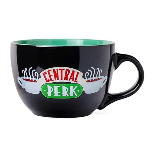Silver Buffalo FRIENDS Central Perk Black Ceramic Mug Oversized for Coffee, Soup, 24 Ounces - Image 1