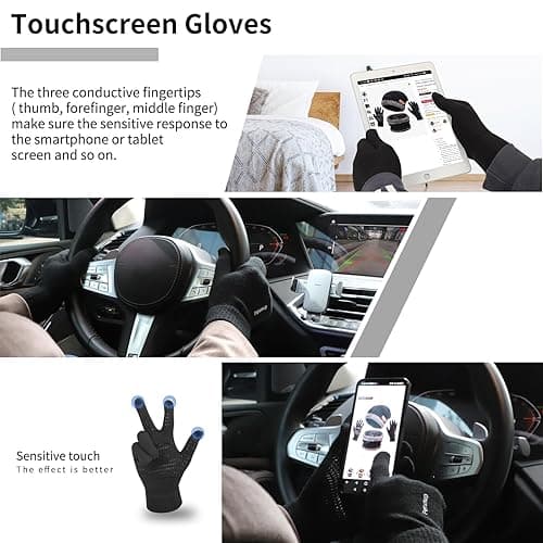 MAYLISACC Winter Knit Beanie Hat Neck Warmer Scarf and Touch Screen Gloves Set 3 Pcs Fleece Lined Skull Cap for Men Women thumbnail 5