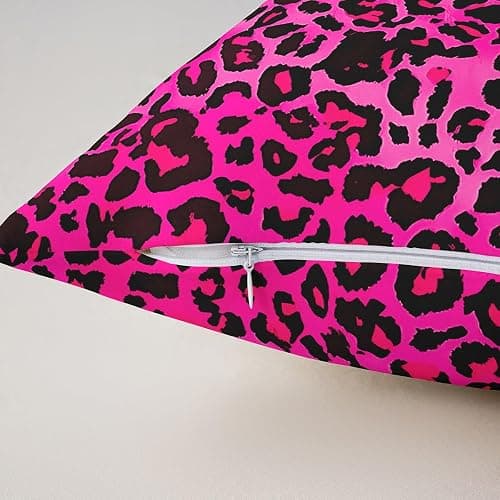 jejeloiu Kids Hot Pink Leopard Throw Pillow Covers Set of 2 20 x 20-Inch Animal Print Decor Pillowcase for Boys Girls Teens Cheetah Cushion Case Women Men Safari Bedroom Decor thumbnail 5