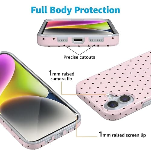 Casely iPhone 16 Case | On the Dot | Pink & Brown Polka Dot | Compatible with MagSafe | Classic Ultra Slim Design thumbnail 3