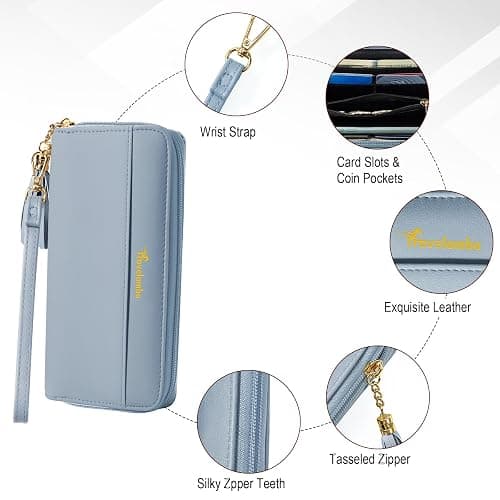 Travelambo Womens Wallet Tassel Bifold Ladies Cluth Wristlet Wrist strap Long Purse thumbnail 5