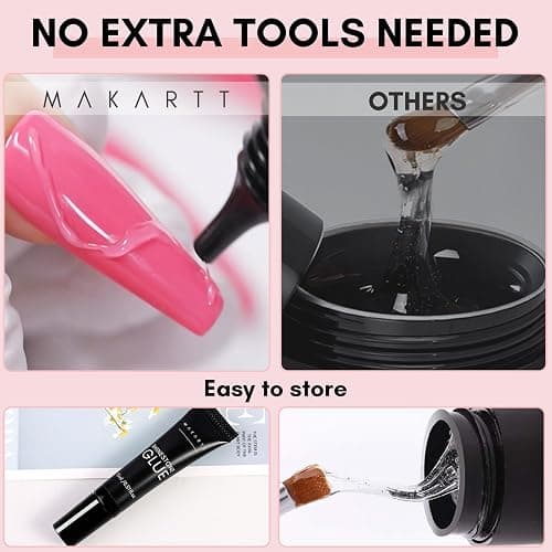Makartt Nail Rhinestone Glue, Super Strong Gel Nail Glue for Rhinestones, 3D Art Design Charms and Gems, for Jewel Crystal Beads Gems Diamonds, UV/LED Need, Easy Use, 15ML thumbnail 4