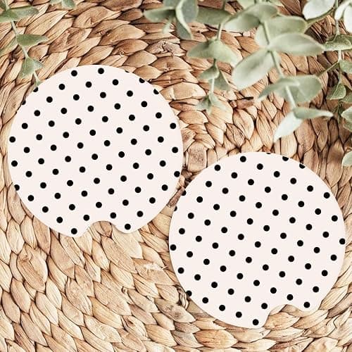 Ceramic Car Coasters – Absorbent Car Cup Holder Coaster Set for Women, Cute Aesthetic Car Accessories for Girls, 2 Pack (Dark Gray) thumbnail 5
