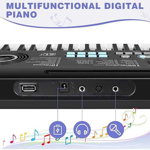 61 key keyboard Piano,Portable Electronic Digital Piano,Built In Dual Speakers,External Microphone,Power Plug,Rich Teaching Content,Multi-Functional Electronic Piano Suitable For Beginners kkek5 thumbnail 3