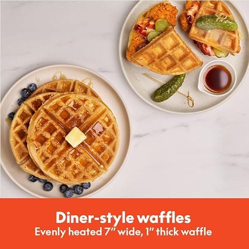 bella Flip-n-Store Waffle Maker with EverGood™ Ceramic Nonstick Coating, Fits-anywhere™ Kitchenware, Power Indicator Light, Cool Touch Handle & Cord Wrap, 7” Wide & 1" Deep Plates, 1000 Watt, Blossom thumbnail 6