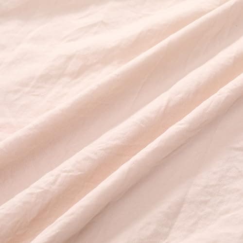 Pink Ruffle Duvet Cover Queen Size, 3PCS Soft Washed Microfiber Vintage French Country Duvet Cover Set for Queen Bed, Pink, 90x90 in thumbnail 5