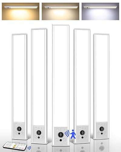 EZVALO 5-Pack Under Cabinet Lighting, 3300mAh Rechargeable Motion Sensor Light, 12inch Magnetic Closet Lights with Dimmable & 3 Color Temps, Wireless Motion Activated Lights with Remote for Kitchen - Image 1