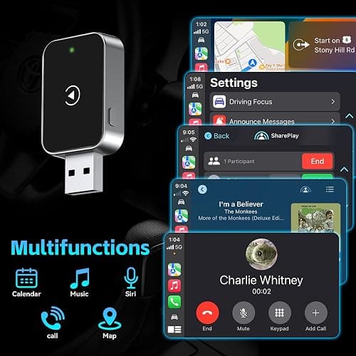 Wireless CarPlay Adapter for iPhone – Convert Wired to Wireless CarPlay Dongle Plug & Play 5GHz WiFi Fast Connection Low Latency for Cars 2016+（iOS Only thumbnail 5