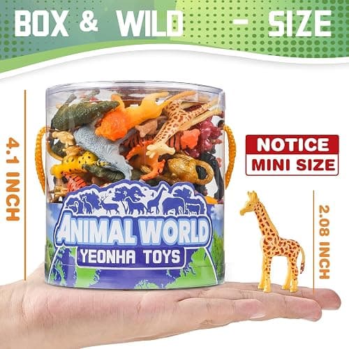 Yeonha Toys 60 Piece Mini Zoo Animal Toy with Gift Box, Realistic Small Plastic Animal Figure Sensory Bins, Jungle Party Favors, Cupcake Topper, School Education, Birthday Gifts for Kids Toddlers thumbnail 3