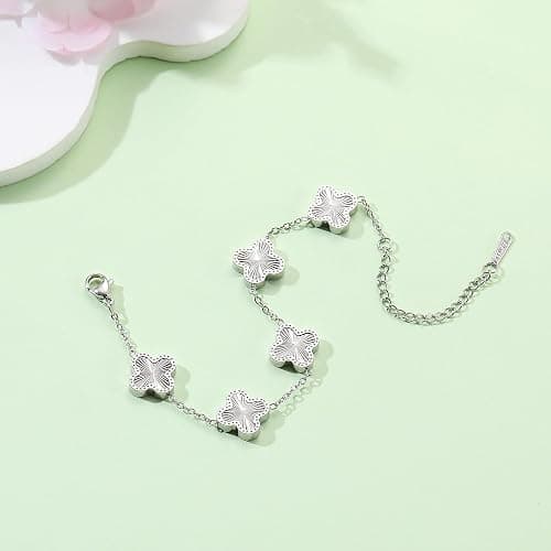 AIPPK 18K Gold Plated Clover Bracelet Dupes Gold Lucky Bracelet for Women Flower Four Leaf Bracelets Danity Jewelry Gifts for Women thumbnail 4