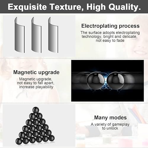YISHIDANY 21Pcs Magnet Black Ball Fidget Toy, DIY Hematite Stones Toys for Adults, Science Kit for Anxiety Relief, Magnetic Rattle Snake Birthday Easter Gift Egg Filler Stuffer Party Favors thumbnail 3