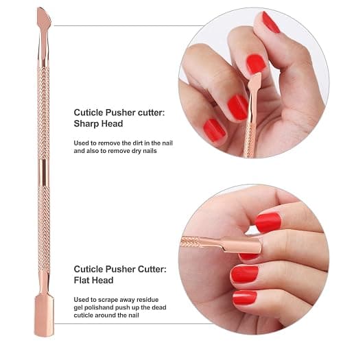 Cuticle Trimmer with Cuticle Pusher and Cutter,YINYIN Cuticle Remover Cutter Nipper Clippers Durable Pedicure Manicure Tools for Fingernails and Toenails(D501-RoseGold)… thumbnail 5