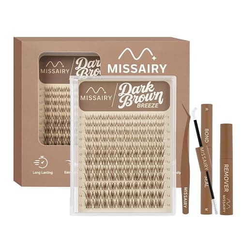 MissAiry Spider Breeze Lash Clusters Kit, Dark Brown Wispy Natural Eyelash Clusters DD Curly Lashes Cluster 8-16mm Cluster Eyelash Extensions Individual Lashes with Invisible Band for DIY at Home - Image 1
