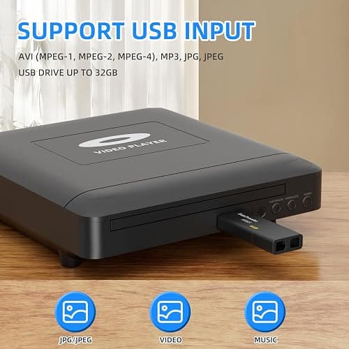 Mini HD DVD Player with Hdmi, Multi Region DVD Player for Smart TV, HDMI/RCA Output Cable Included, 1080P, Breakpoint Memory, Built-in PAL/NTSC, CD Players for Home thumbnail 6